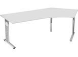 Winkelschreibtisch 135° ALICANTE, C-Fuß, Ansatz rechts, B 2166 x T 800 x H 680-820 mm, lichtgrau