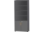 Schäfer Shop Select Kombischrank Start Off Wood, 6 OH, abschließbar, B 800 x T 420 x H 2240 mm, Holz, graphit