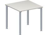 Schäfer Shop Genius Konferenztisch MODENA FLEX, Quadrat, 4-Fuß Rundrohr, B 800 x T 800 x H 720-840 mm, lichtgrau/weißaluminium RAL 9006