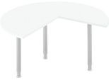 Ansatztisch, 3/4 Kreis, Ø 1400 mm, Ansatz rechts/links, weiß/weißalu
