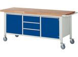 Werkbank Serie 8569, fahrbar, 3 Schubladen, 2 Türen