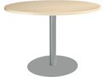 Schäfer Shop Select Besprechungstisch BST, bis 6 Personen, Kreis, Tellerfuß, B 1200 x T 1200 x H 617-817 mm, Ahorn/weißaluminium RAL 9006