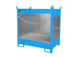 Fass-Stapelpalette Bauer FSP-2 G, Spritzschutzwand 3-seitig, Kap. 2 x 200 l Fass, blau