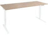 Schäfer Shop Genius Schreibtisch AERO FLEX, elektrisch höhenverstellbar, Rechteck, T-Fuß, B 1600 mm, Eiche/weiß + Memorypanel