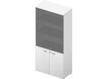 Schrank ARLON OFFICE, 5 Ordnerhöhen, 2 Glastüren, 2 Melamintüren, H 2000 mm, weiß/weiß
