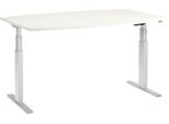 Schäfer Shop Select Besprechungstisch ERGO-T, elektrisch höhenverstellbar, Boot, T-Fuß, B 2000 x T 1000 x H 640-1300 mm, weiß/weißaluminium