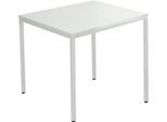 Schäfer Shop Pure Stahlrohrtisch, Quadrat, Quadratrohrfuß, B 800 x T 800 x H 720 mm, lichtgrau/lichtgrau