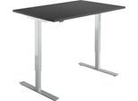 Schreibtisch Start Off, elektrisch höhenverstellbar, Rechteck, T-Fuß, B 1200 x T 800 x H 755-1255 mm, graphit/weißalu