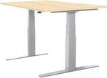 Schäfer Shop Select Schreibtisch LOGIN, elektrisch höhenverstellbar, Rechteck, T-Fuß, B 1200 x T 800 x H 645-1290 mm, Ahorn/weißaluminium