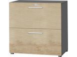 Schäfer Shop Select Hängeregistraturschrank SET UP, 2 HR-Schübe, abschließbar, B 800 x T 420 x H 788 mm, graphit/Wildeiche-Dekor