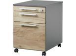 Schäfer Shop Select Rollcontainer SET UP, 1 Schublade, 1 Utensilienauszug, HR-Auszug, B 432 x T 580 x H 595 mm, graphit/Wildeiche