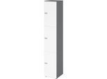 Schließfachschrank Topas Line, 6 Ordnerhöhen, 3 Fächer, Zahlenschloss, B 400 x T 420 x H 2156 mm, graphit/weiß
