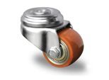 CASCOO Rückenlochlenkrolle SWU5, mit Rad-ø 50 mm x B 33 mm, Stahl-Felge, Polyurethan-Lauffläche, braun, Doppelkugellager, bis 150 kg