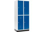 Schäfer Shop Select Kleiderspind, mit 2 x 2 Abteilen, 400 mm, mit Sockel, Zylinderschloss, Tür enzianblau