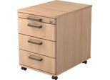 Rollcontainer TOPAS LINE, 3 Schübe, 1 Utensilienauszug, abschließbar, Eiche-Dekor/Eiche-Dekor, T 580 mm