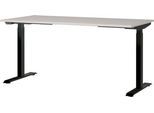 Schreibtisch Aalborg, elektrisch höhenverstellbar, Rechteck, bis 80 kg, T-Fuß Gestell, B 1600 x T 800 x H 720 – 1200 mm, kaschmir/schwarzgrau