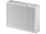 Schäfer Shop Genius Aufsatz-Querrolladenschrank TETRIS WOOD, 3 OH, B 1600 x T 421 x H 1110 mm, Mitteltrennwand, lichtgrau