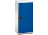 Schäfer Shop Genius Flügeltürenschrank FS, Stahl, mit Belüftungslöchern, B 545 x T 520 x H 1105 mm, 3 OH, Lichtgrau/Enzianblau, bis 150 kg