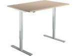 Schäfer Shop Select Schreibtisch Start Off, elektrisch höhenverstellbar, Rechteck, T-Fuß, B 1200 x T 800 x H 755-1255 mm, Eiche/weißaluminium