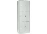 Wertfachschrank 300 mm, 2 Abteile, 6 Fächer, Sicherheitszylinderschloss, Sockel, lichtgrau