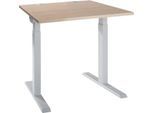 Schäfer Shop Select Schreibtisch ERGO-T 2.0, Quadrat, T-Fuß, B 800 x T 800 x H 675-895 mm, Eiche/weißalu