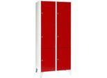 Wertfachschrank 400 mm, 2 Abteile, 6 Fächer, Sicherheitszylinderschloss, Fuß, feuerrot