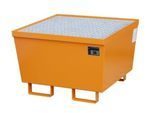 Auffangwanne BAUER AM-1, mit Gitterrost, Stahl, 215 l, B 800 x T 800 x H 545 mm, orange