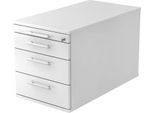 Rollcontainer, 3 Schübe, 1 Utelsilienauszug, B 428 x T 800 x H 512 mm, lichtgrau