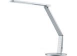 LED-Tischleuchte Vario Plus, 10 W, 620 lm, 2700-6400 K, höhenverstell-/dreh-/neigbar, USB-Ladefunktion, stufenlos dimmbar, silber