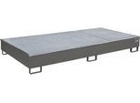 Bauer Regalwanne RW-GR 2700-2 PE, mit PE-Einsatz, mit Gitterrost, L 2665 x B 1315 x H 305 mm, mausgrau RAL 7005
