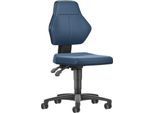 Arbeitsdrehstuhl Allrounder, o. Armlehnen, Permanentkontakt, m. Rollen, Kunstleder, blau