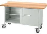 Mobile Werkbank Schäfer Shop Select PWi 150-1, Buche-Dekor Multiplexplatte, bis 400 kg, B 1500 x T 700 x H 840 mm