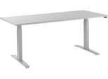 Schäfer Shop Select Schreibtisch LOGIN, elektrisch höhenverstellbar, Rechteck, T-Fuß, B 1800 x T 800 x H 645-1290 mm, lichtgrau/weißaluminium