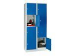 Wertfachschrank 400 mm, 2 Abteile, 8 Fächer, Sicherheitszylinderschloss, Sockel, enzianblau