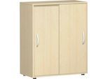 Schiebetürenschrank Alicante, 3 Ordnerhöhen, B 800 x T 400 x H 1104 mm, Ahorn-Dekor
