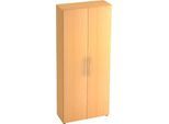 Schrank TARA, 5 Ordnerhöhen, Flügeltüren, 1 fester Zwischenboden, 3 Fachböden, B 800 x T 330 x H 1880 mm, Buche-Dekor