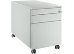 Schäfer Shop Genius Rollcontainer 126, 1 Schublade, 1 Utensilienauszug, 1 Hängeregistraturauszug, Zentralverschluss, seitliche Griffnut, B 435 x T 765 x H 577 mm, lichtgrau/lichtgrau/lichtgrau