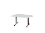 Schäfer Shop Select Besprechungstisch Planova Basic, Halbkreis, T-Fuß, B 1400 x T 1000 x H 717 mm, lichtgrau/weißaluminium RAL 9006