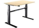 Schäfer Shop Select Schreibtisch, elektrisch höhenverstellbar, Rechteck, C-Fuß, B 1200 x T 800 x H 725-1185 mm, Ahorn/schwarz