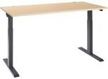 Schäfer Shop Select Schreibtisch ERGO-T 2.0, elektrisch höhenverstellbar, Rechteck, T-Fuß, B 1600 x T 800 x H 715-1205 mm, Ahorn/anthrazit