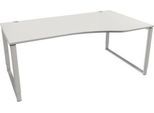 Schäfer Shop Genius Freiformschreibtisch MODENA FLEX, Bügelfuß, manuell höhenverstellbar, Ansatz rechts, B 1800 mm, lichtgrau