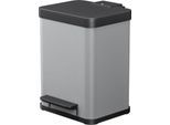 Tretmülleimer Hailo Öko Duo Plus M, 2 x 9 l, rechteckig, Stahlblech, hellgrau