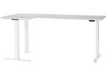Schäfer Shop Genius Winkelschreibtisch Modena Flex, elektrisch höhenverstellbar, 90° Winkel beidseitig, B 2000 x T 1600 mm, lichtgrau/weiß