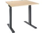 Schäfer Shop Select Schreibtisch ERGO-T 2.0, Quadrat, T-Fuß, B 800 x T 800 x H 675-895 mm, Ahorn/anthrazit