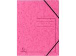 Exacompta Eckspannmappe, DIN A4, mit Gummizug, beschriftbar, Colorspan-Karton, 355 g/m², rosa