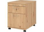 Rollcontainer 126 Breno, 1 Schub, 1 Utensilienauszug & 1 Hängeregistraturschub, abschließbar, B 428 x T 580 x H 590 mm, Asteiche