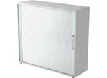 Querrollladenschrank ULM, 3 OH, Rollläden alusilber, B 1200 x T 400 x H 1100 mm, lichtgrau