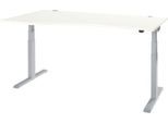 Schäfer Shop Select Schreibtisch ERGO-T 2.0, elektrisch höhenverstellbar, Freiform Ansatz links, T-Fuß, B 1800x H 640-1300 mm, weiß/weißalu
