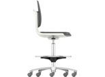Arbeitsdrehstuhl Labsit hoch, SKINTEC-Polster, Sitz-Stopp-Rollen, B 450 x T 420 x H 560 - 810 mm, weiß