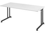 Schreibtisch Breno, manuelle Höheneinstellung, horizontaler Kabelkanal, B 1800 x T 800 x H 680-820 mm, Spanplatte & Stahl, Weiß/Graphit